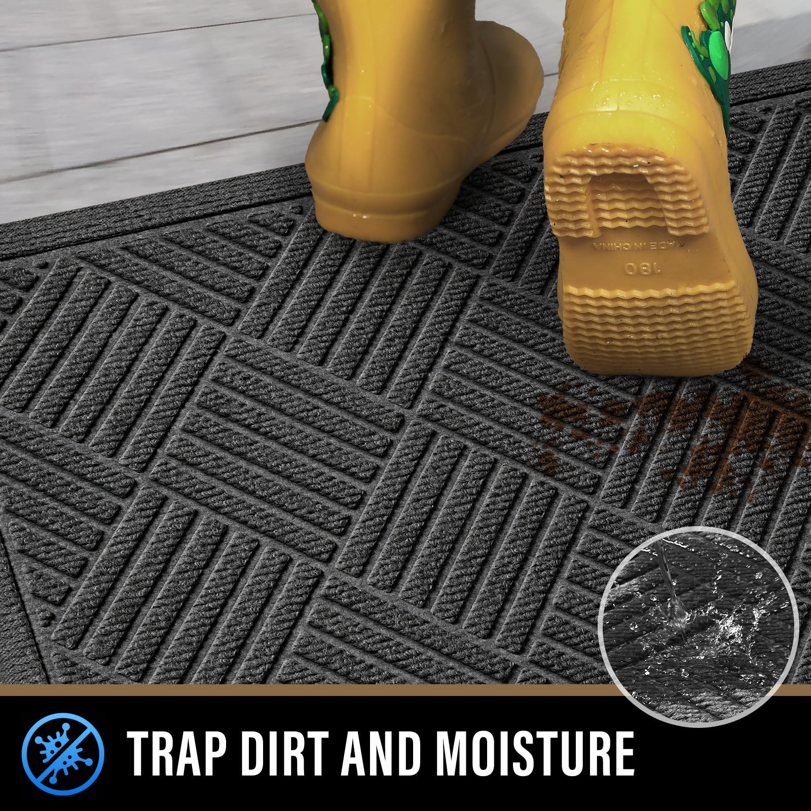 PLEASOR pet-mat plush-pile cushions paws while trapping dirt and debris.
