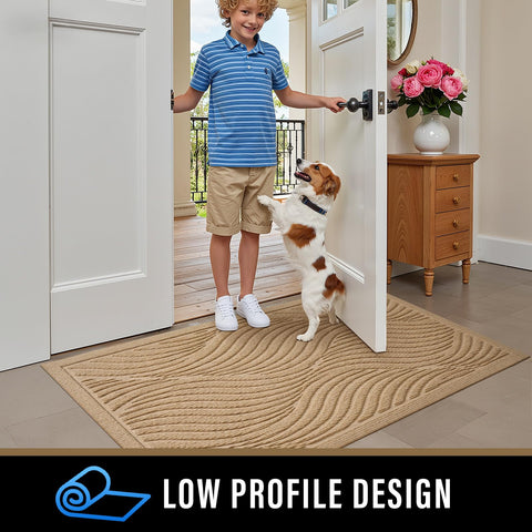 PLEASOR welcome mat outdoor entry helps keep floors clean and safe.