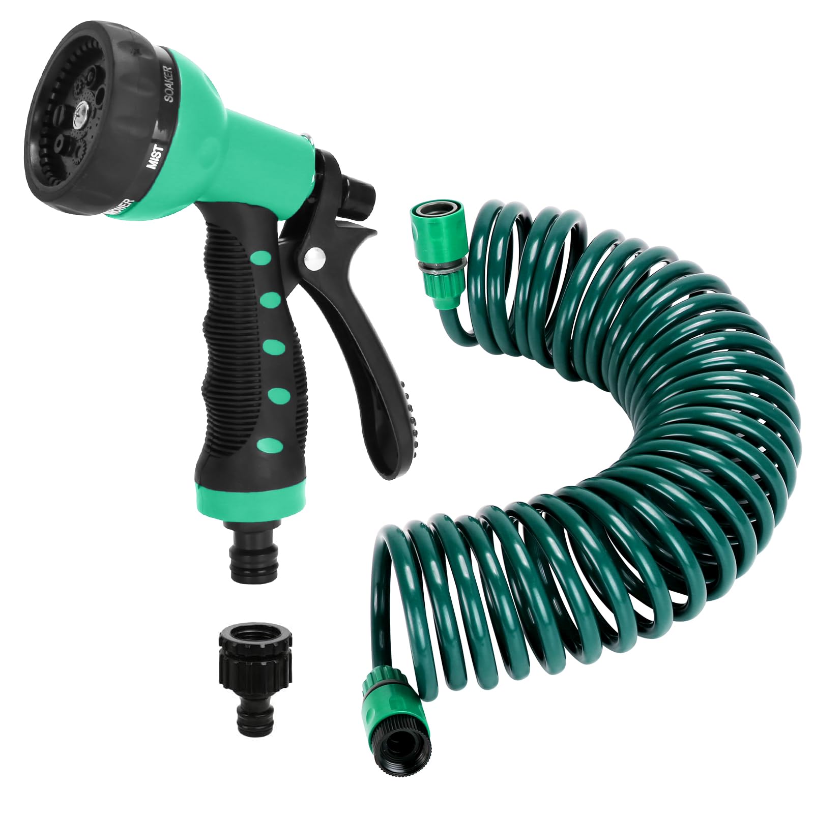 Pleasthome Recoil Garden Hose extended to 25ft for easy watering.