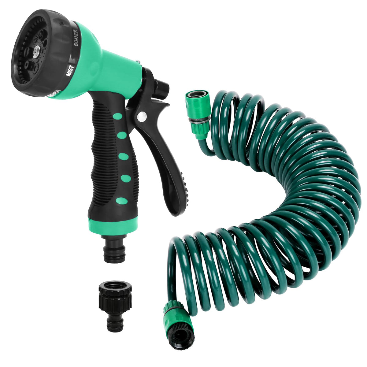 Pleasthome Recoil Garden Hose extended to 25ft for easy watering.