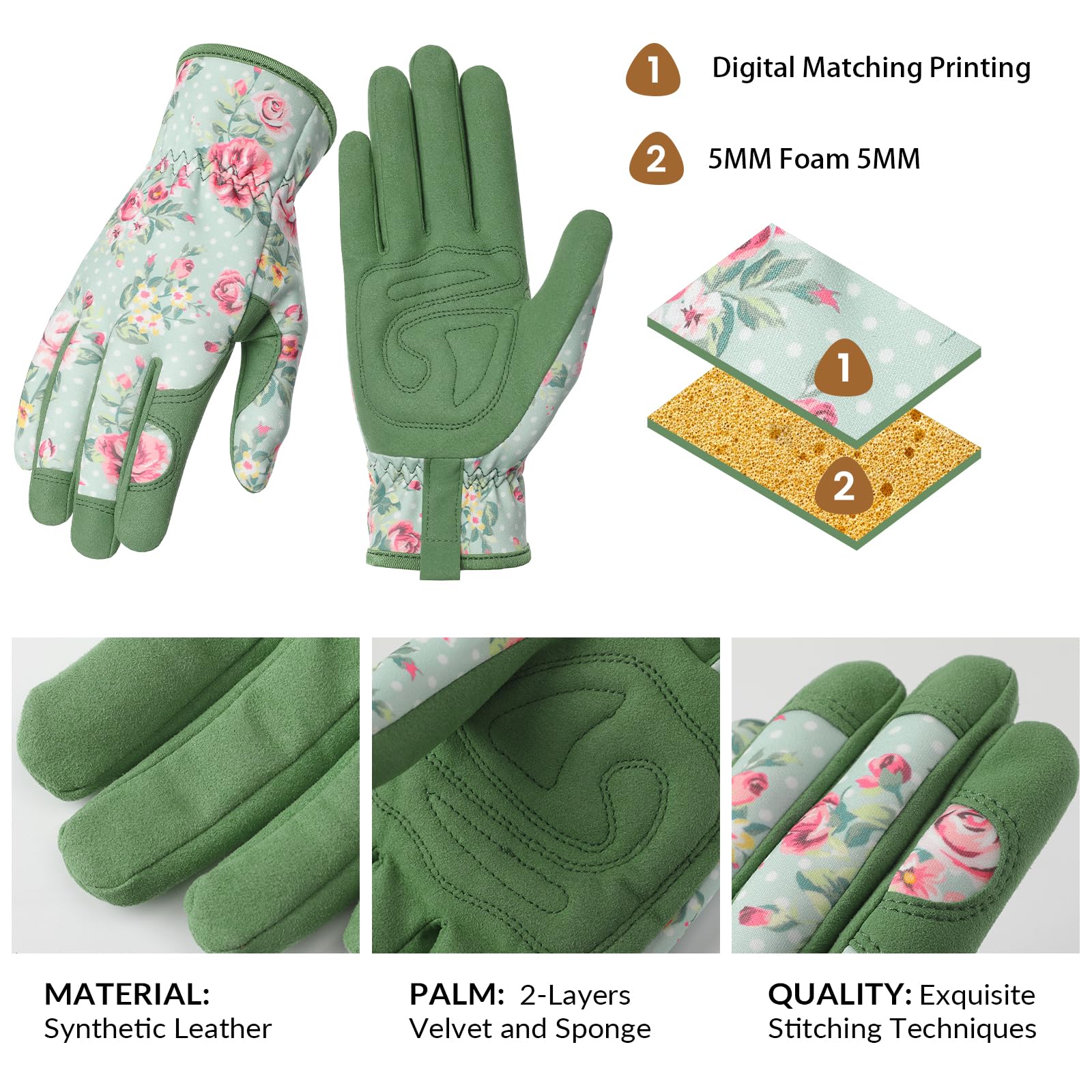 Pleneal elastic-wrist design keeps gloves secure while weeding.