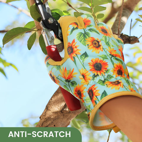 Pleneal garden gloves with elastic back keep hands cool during extended weeding.