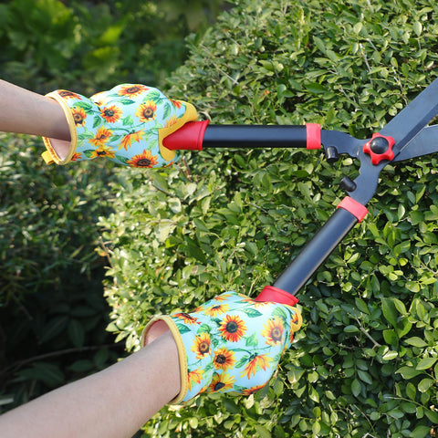 Pleneal leather gloves enable comfortable gardening and pruning sessions.