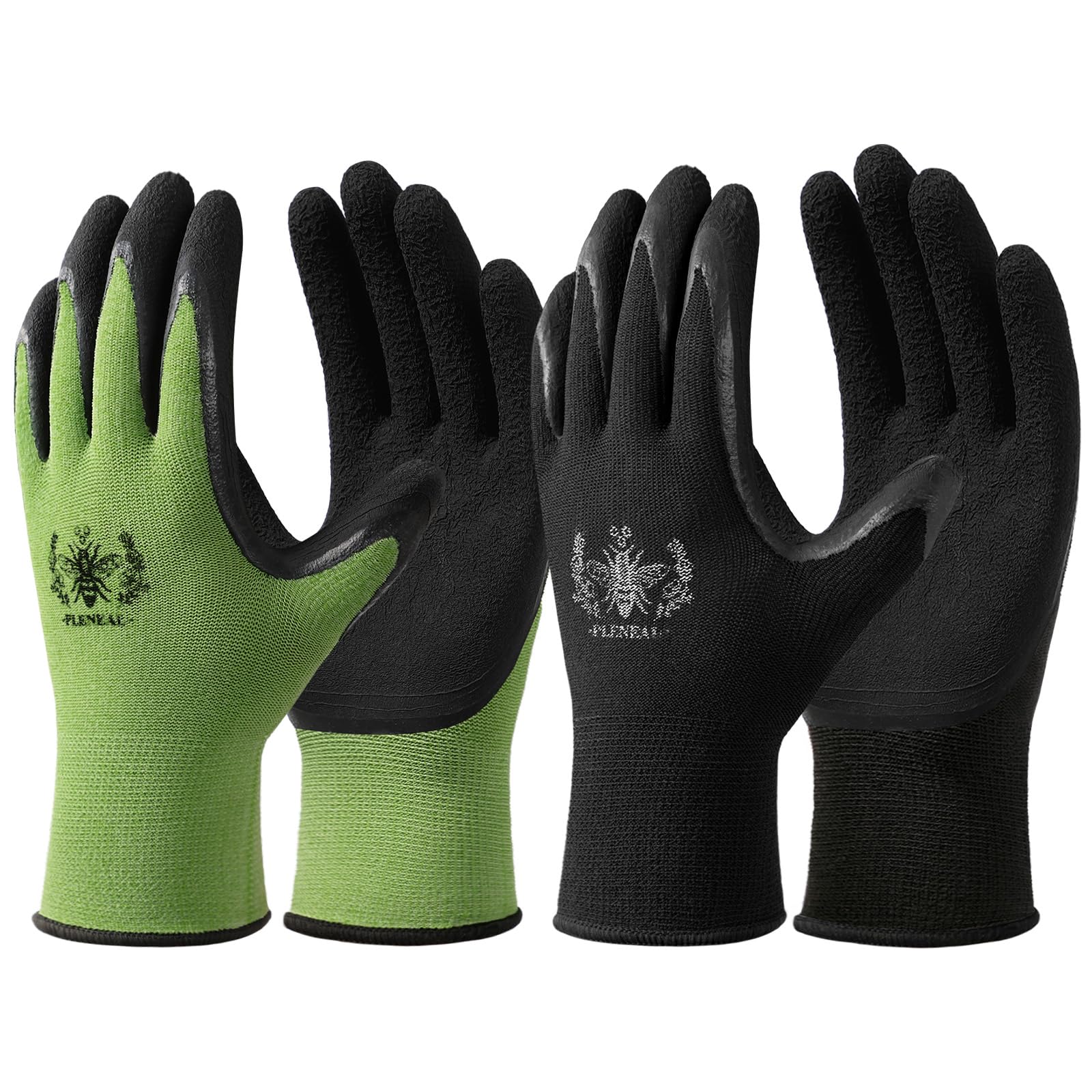 Pleneal gardening gloves breathable latex in green and black for cool hands
