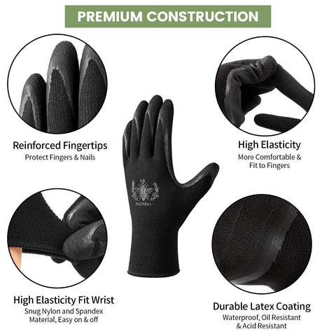 Pleneal six-pairs pack with three black and three green gloves
