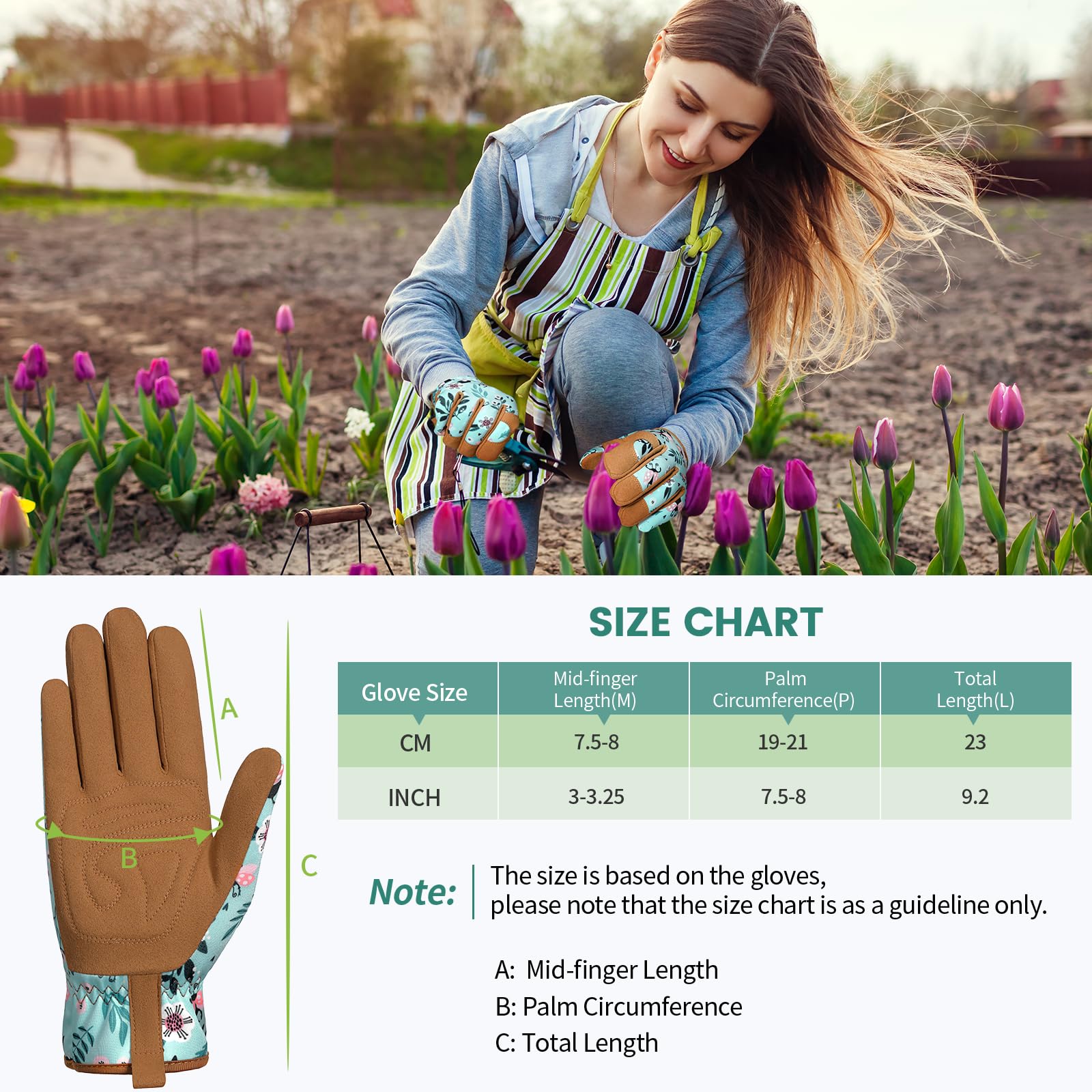 Pleneal gloves demonstrate grip with trowel and rake in garden