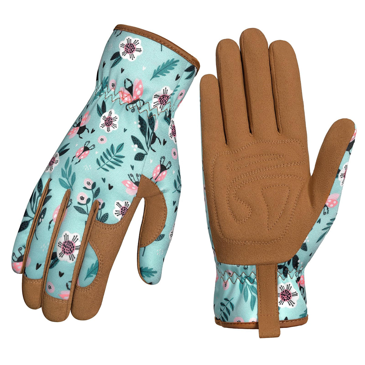 Pleneal leather gardening gloves back view showing thorn-proof protection and breathability