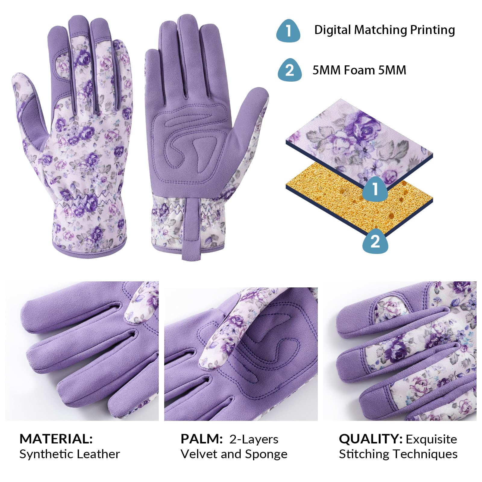 Pleneal gloves breathable back material keeps hands cool while weeding
