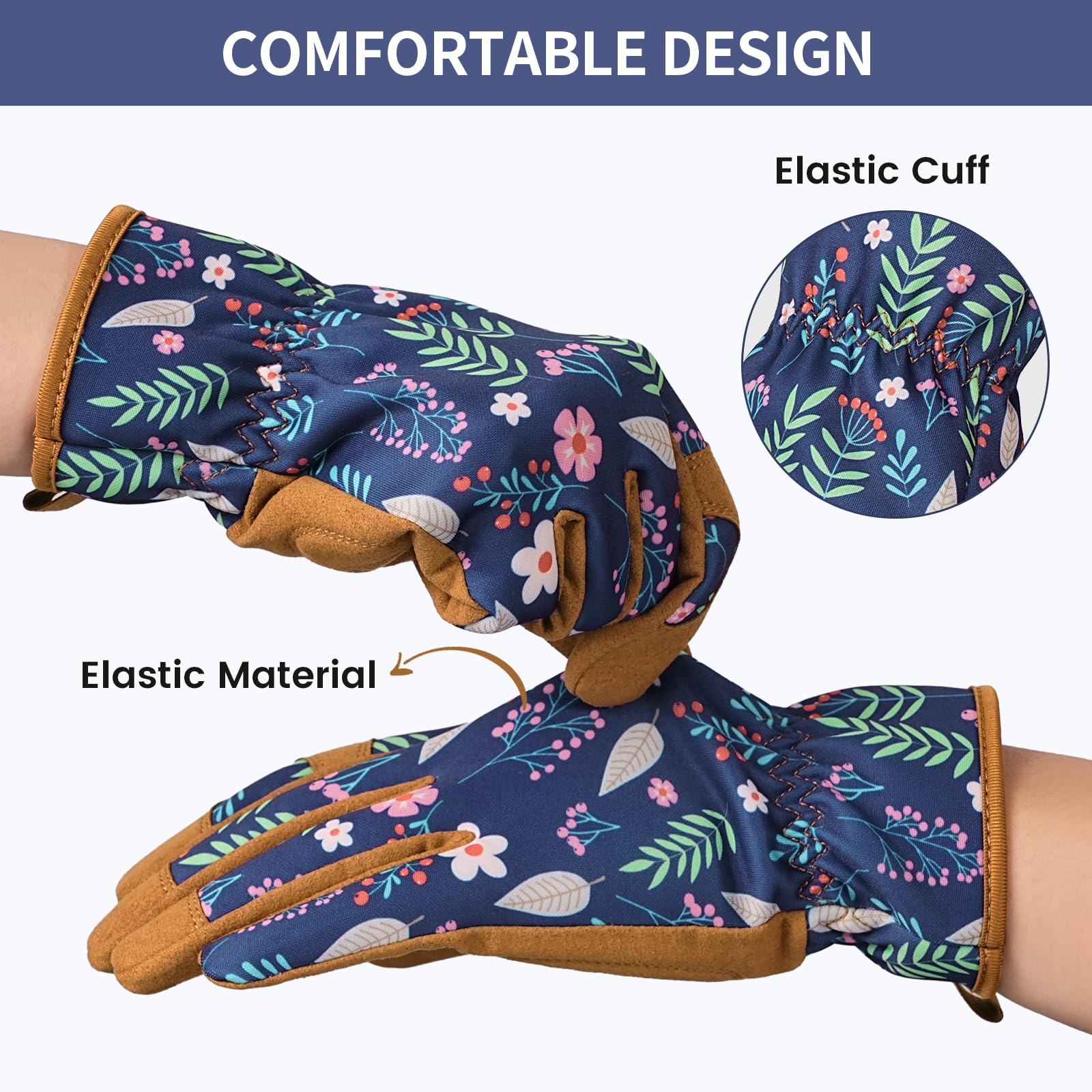 Pleneal elastic wrist fit ensuring secure wear during weeding and pruning.