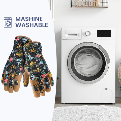 Pleneal machine-washable gardening gloves for easy post-work care.
