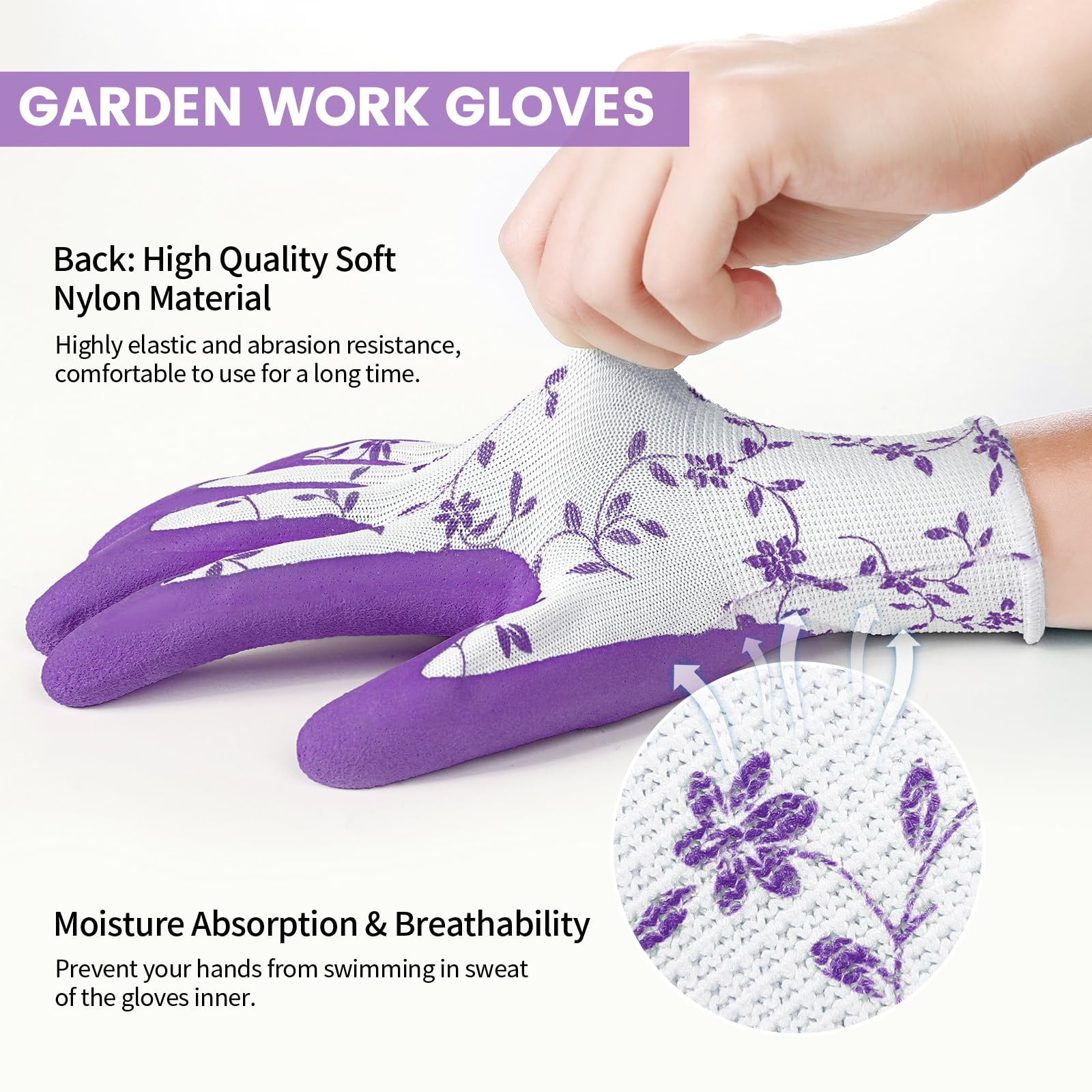Pleneal gloves with thickened fingertips shield nails during planting and pruning.