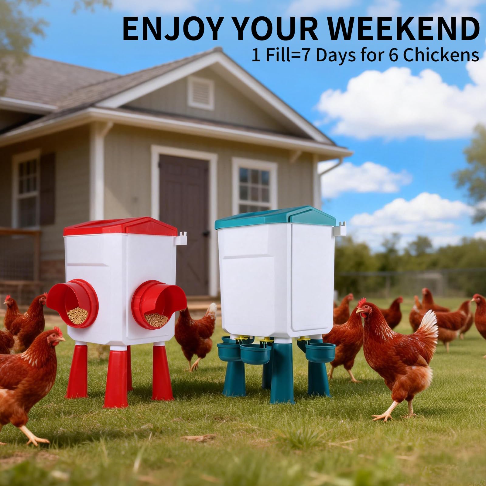 PlentiVive 3-in-1 installation with adjustable legs demonstrates versatile coop placement.