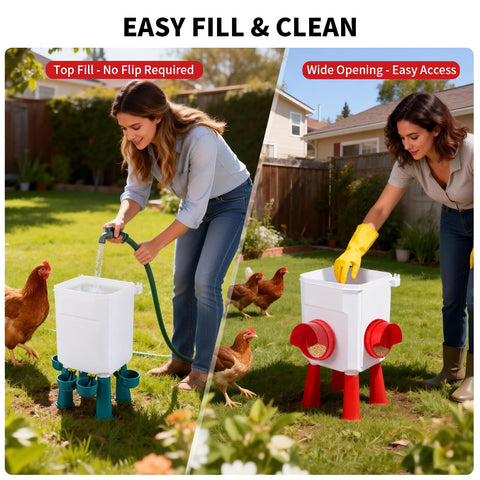 PlentiVive top-fill design image for quick refills without bucket removal.