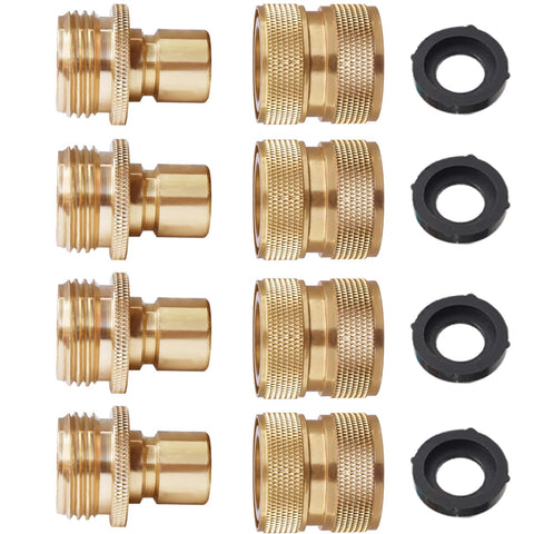 PLG brass quick-connect front view shows sturdy construction for daily garden tasks.