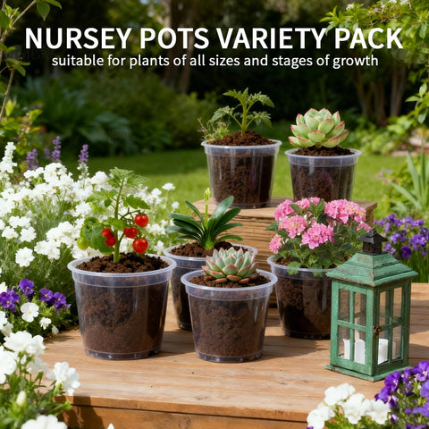 Plgardpo clear 3-5-inch nursery pot shows root development and healthy watering opportunities.