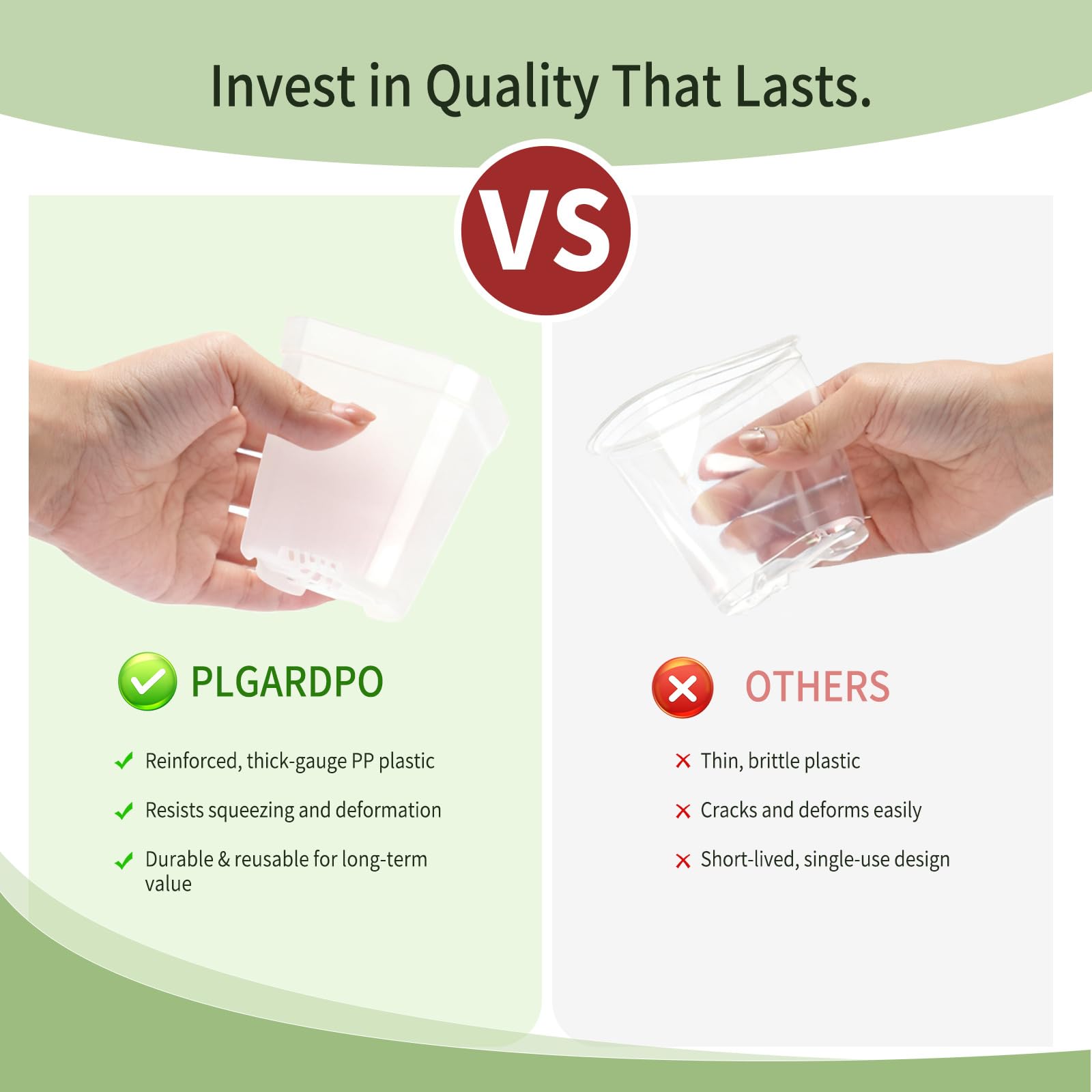 Plgardpo clear nursery pot drainage holes provide good water management.