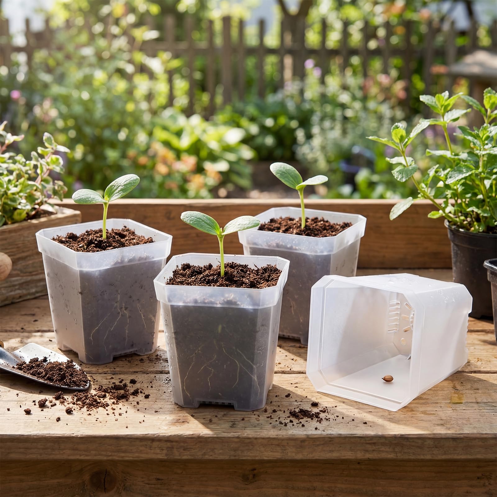 Plgardpo clear nursery pot ideal for seed starting and seedling care.