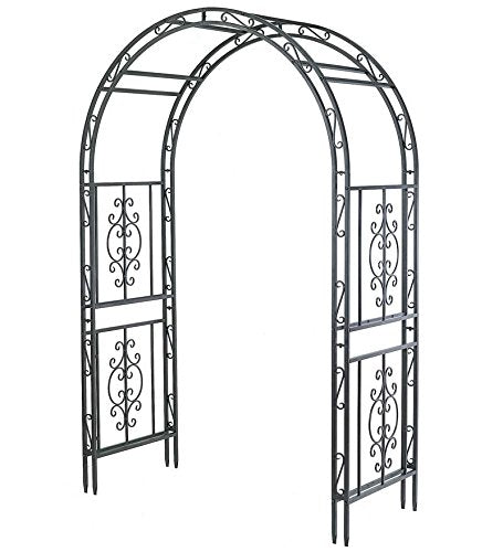 Gun-metal Montebello arch with detailed finish enhancing outdoor décor