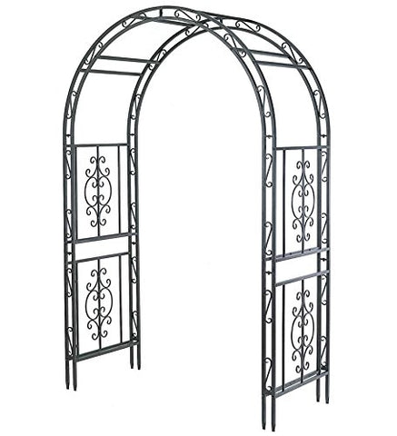 Gun-metal Montebello arch with detailed finish enhancing outdoor décor