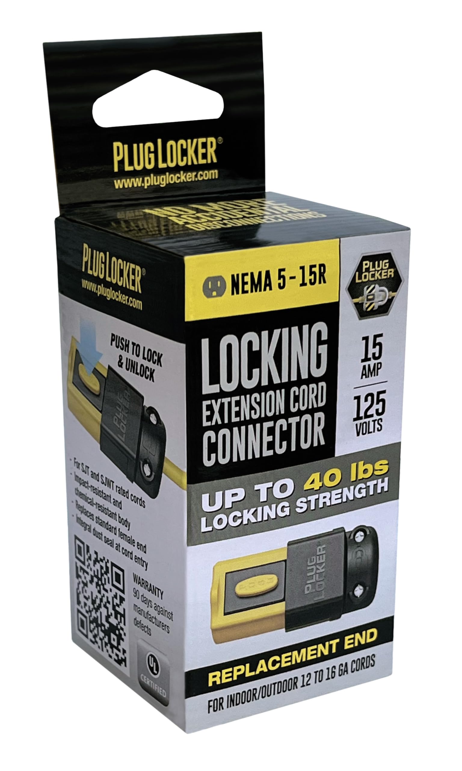 PlugLocker anti-disconnection lock with up to 40 lbs strength.