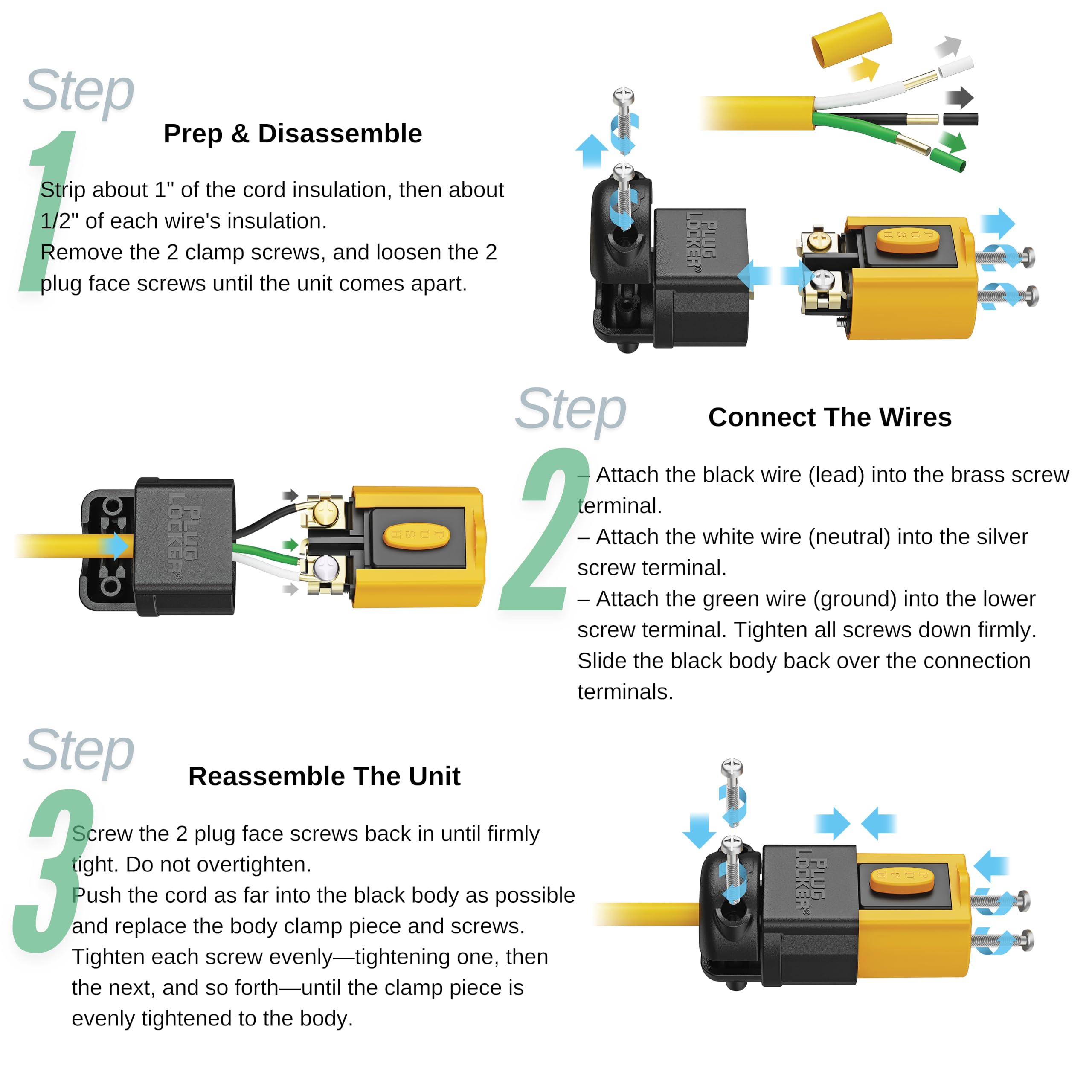 PlugLocker easy installation replacing the standard end in minutes.