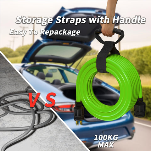 PlugSaf 10-gauge STW generator cord offers heat resistance for long runs.