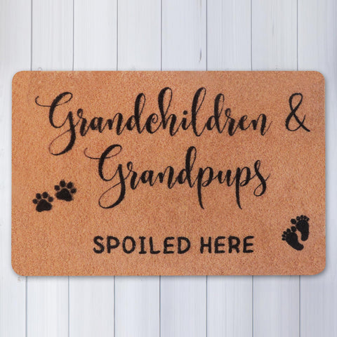 PLUJOYS grandma gifts from grandkids featuring grandchildren and grandpups at the entrance