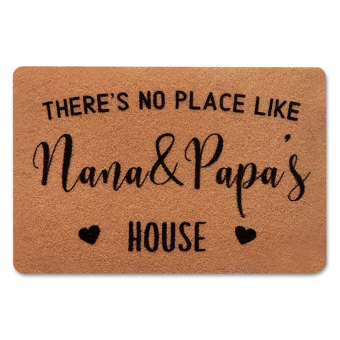 PLUJOYS Nana & Papa doormat on front porch welcoming guests.