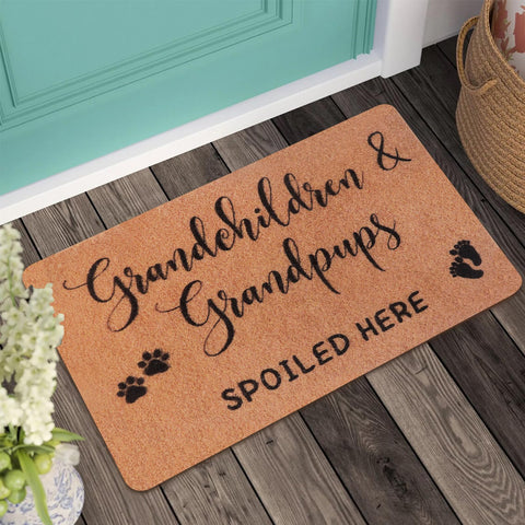 PLUJOYS slip resistant backing stabilizes the mat on the doorstep