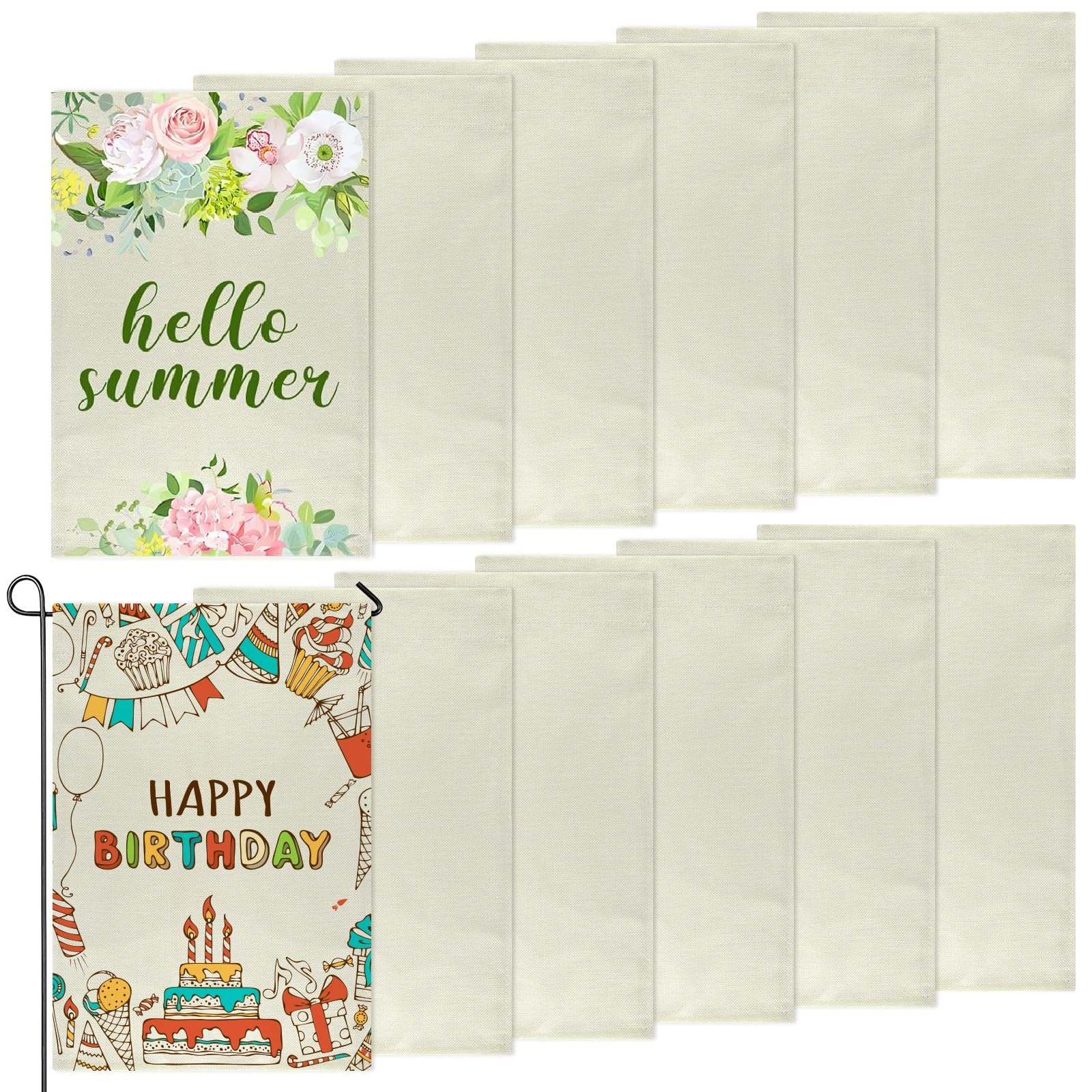 PLULON blank burlap flags set 12x18 ready for customized designs in your garden.
