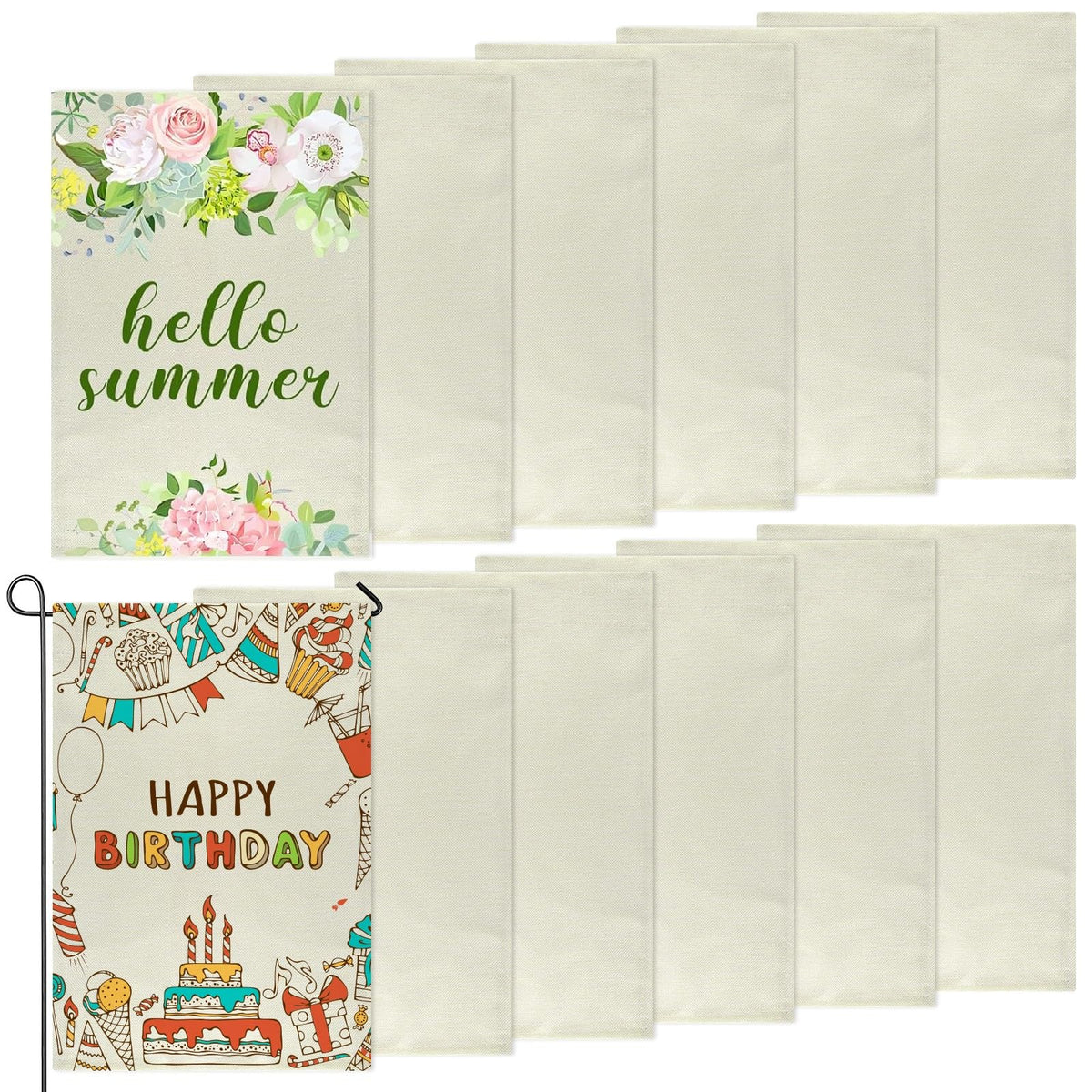 PLULON blank burlap flags set 12x18 ready for customized designs in your garden.