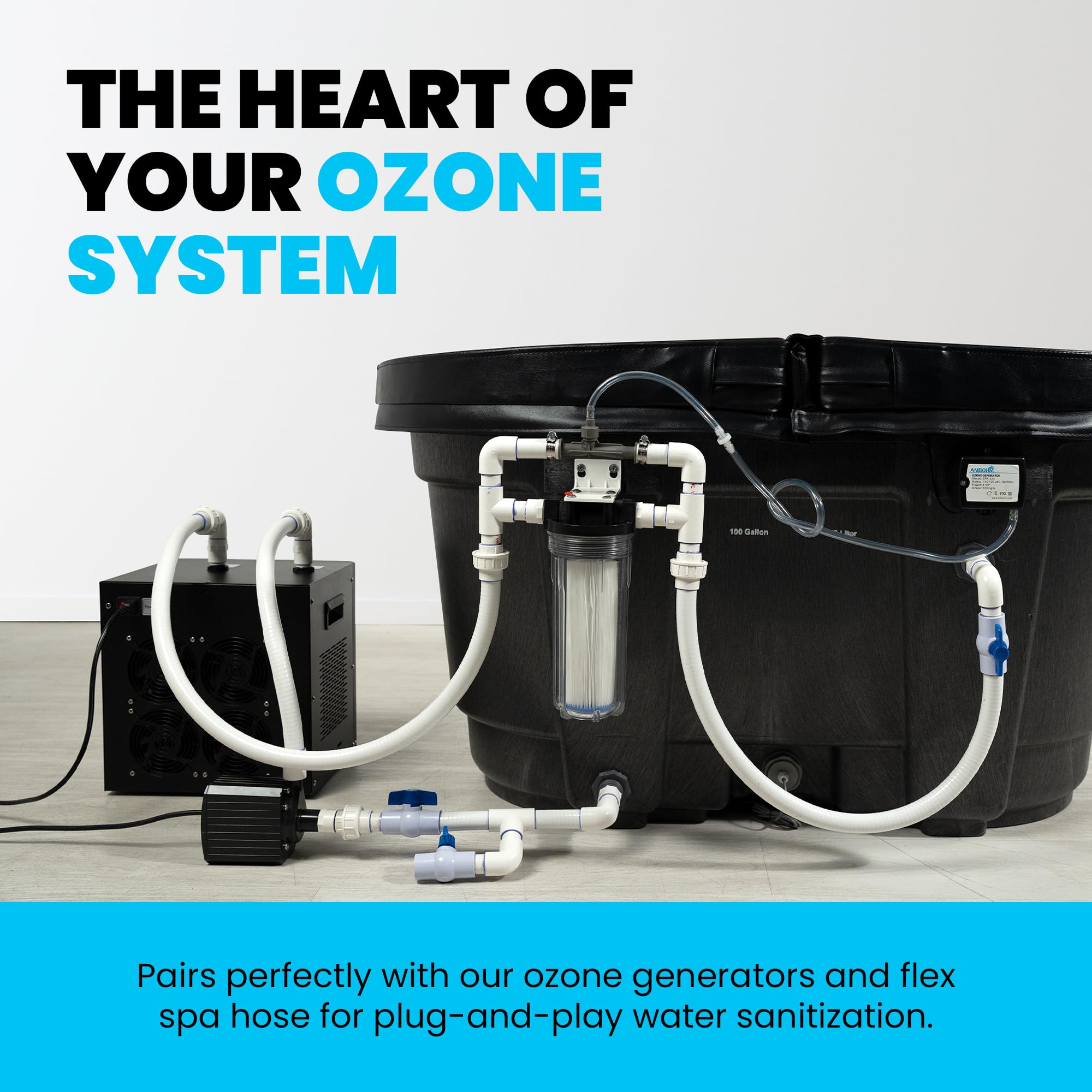Plunge Crafters ozone port 1/4 inch connects to the injection line for flexible setup.
