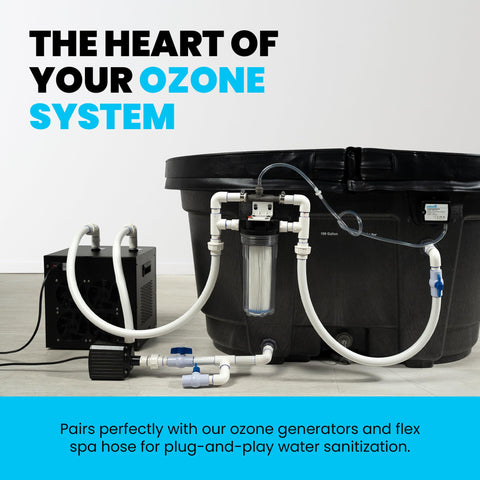 Plunge Crafters ozone port 1/4 inch connects to the injection line for flexible setup.