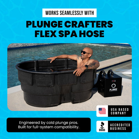Plunge Crafters spa and ice bath setup with inline filtration.