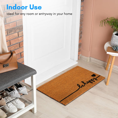 PLUS Haven 17x30-inch mat fits standard doorways for easy placement.
