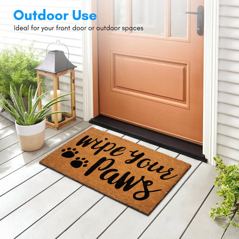 PLUS Haven Coco Coir Door Mat heavy backing keeps it in place.