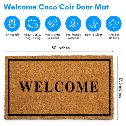 PLUS Haven coco coir door mat texture detail reveals natural fibers.