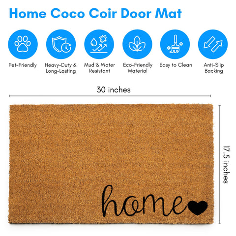 Plus Haven coconut coir doormat close-up shows thickness and durability.