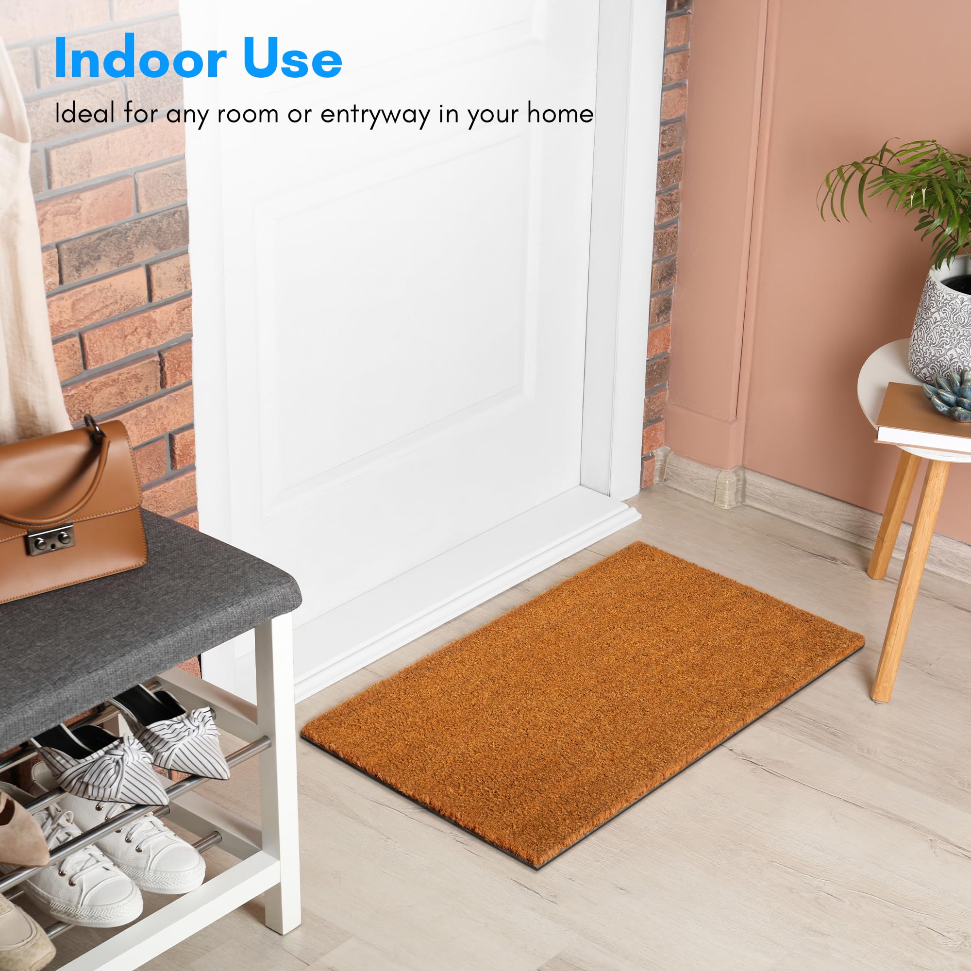 PLUS Haven coir mat traps moisture and dirt at the threshold, protecting interior floors.