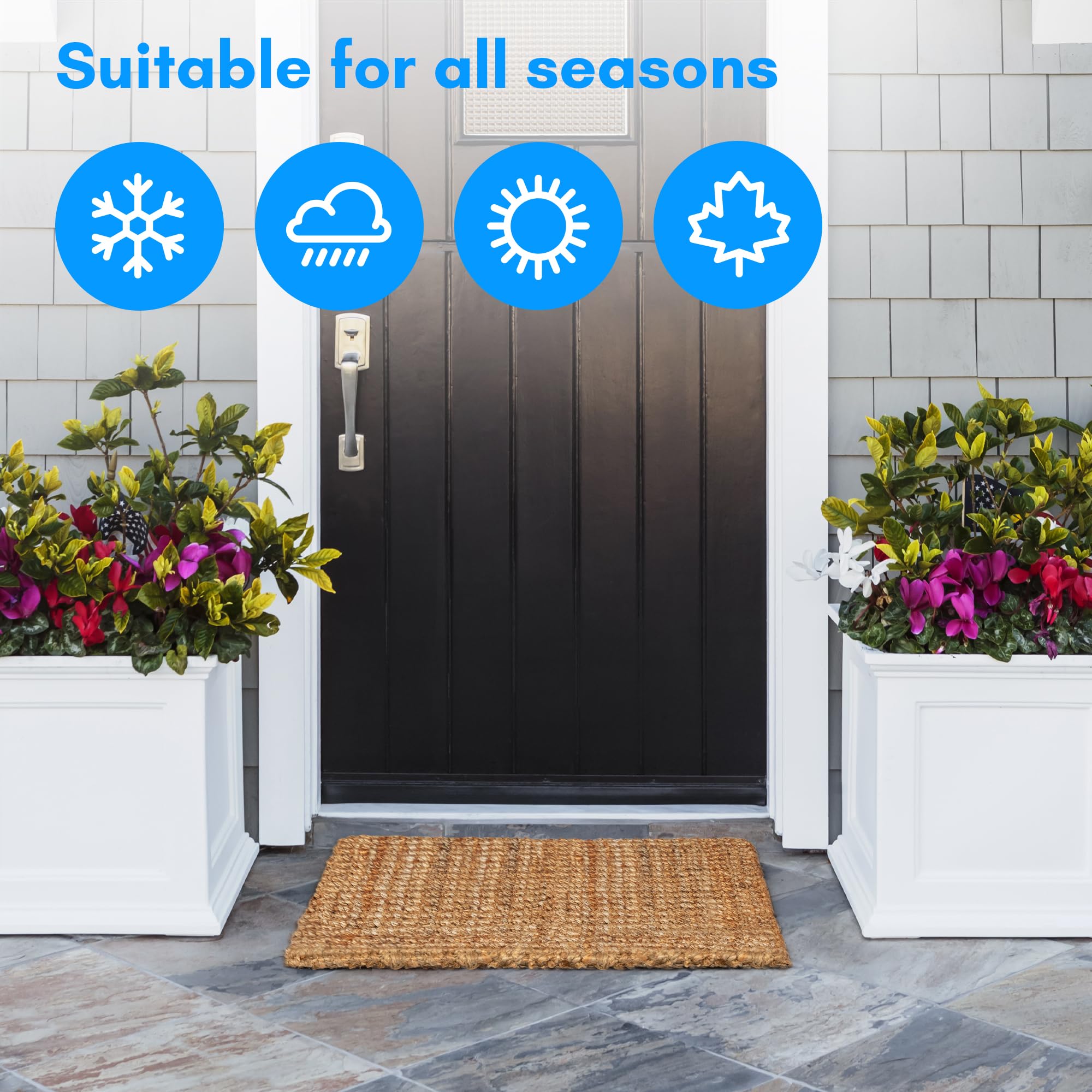PLUS Haven Jute Doormat size 17.5x30 fits compact foyers easily.