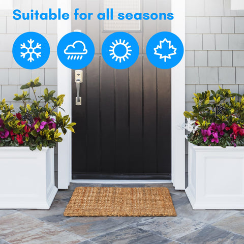 PLUS Haven Jute Doormat size 17.5x30 fits compact foyers easily.