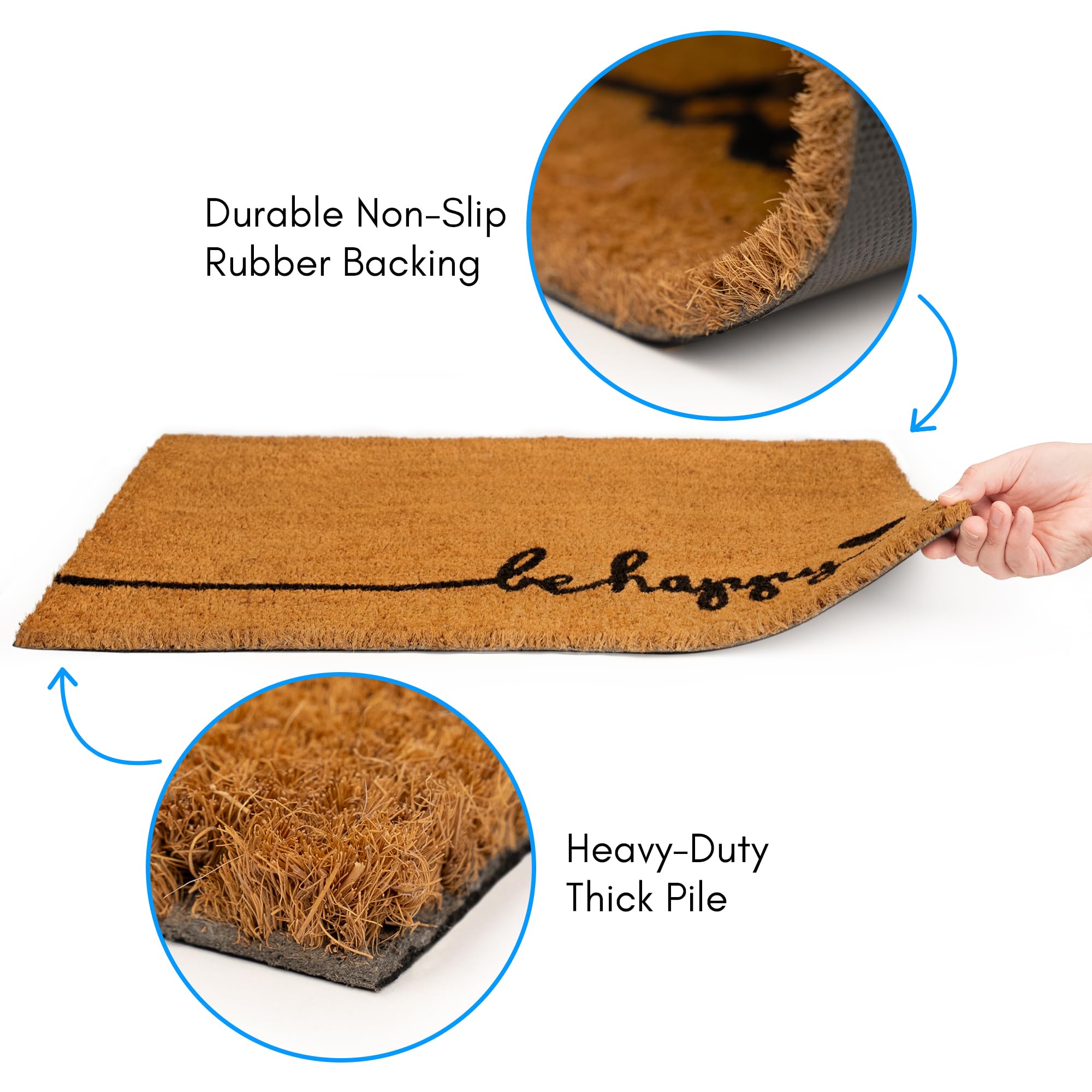 PLUS Haven 0.6-inch pile door mat showcases a dense surface for dirt capture.