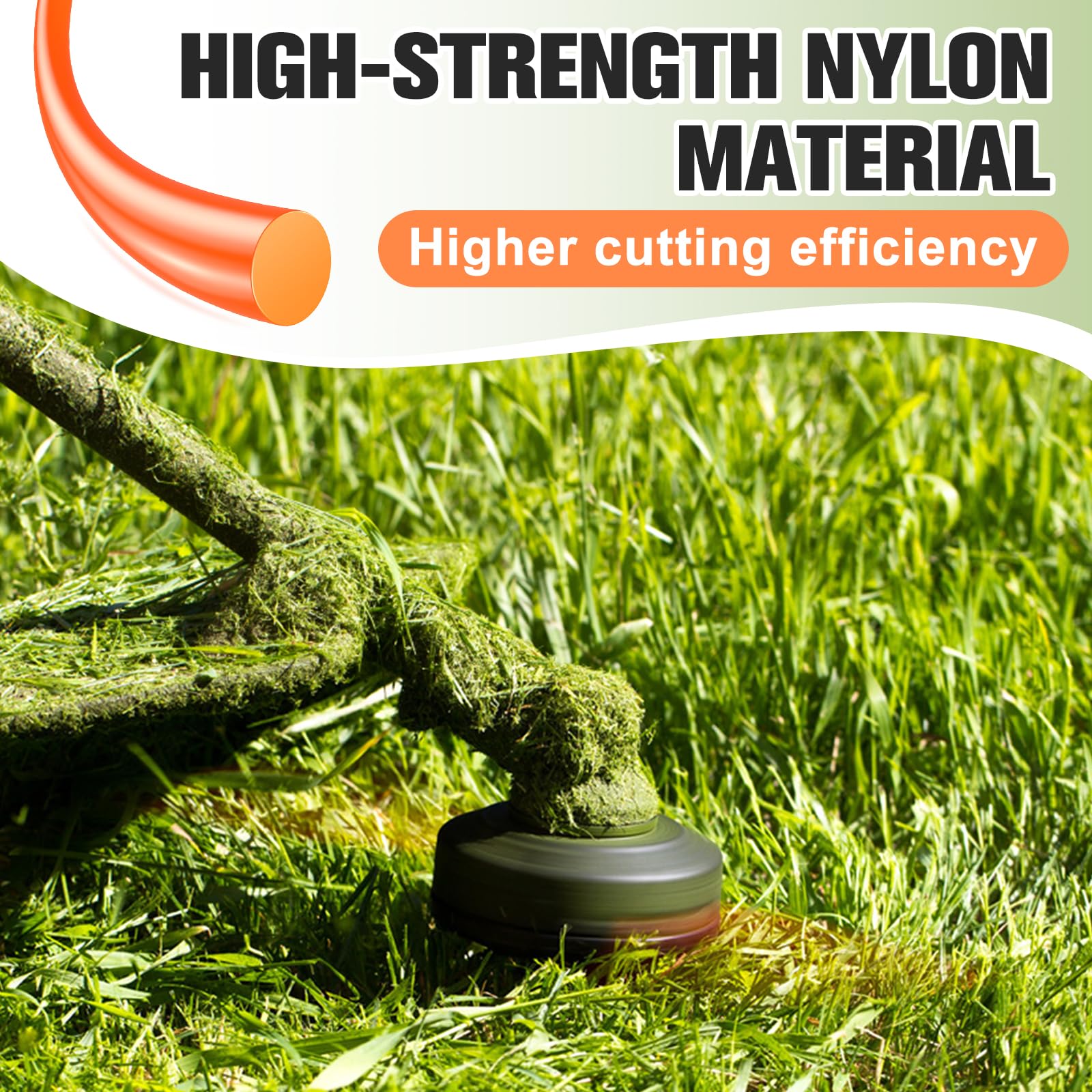 Plusinto durable nylon trimmer line resists breaking under tough weeds.