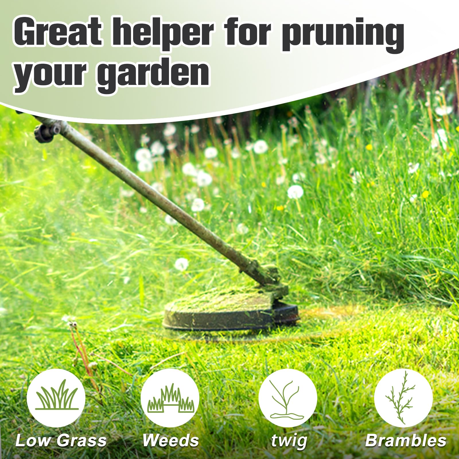 Plusinto easy-install trimmer line reduces downtime during yard work.