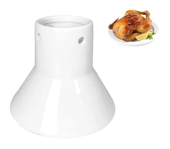 Plutreas ceramic chicken roaster base for balanced vertical roasting and even cooking.
