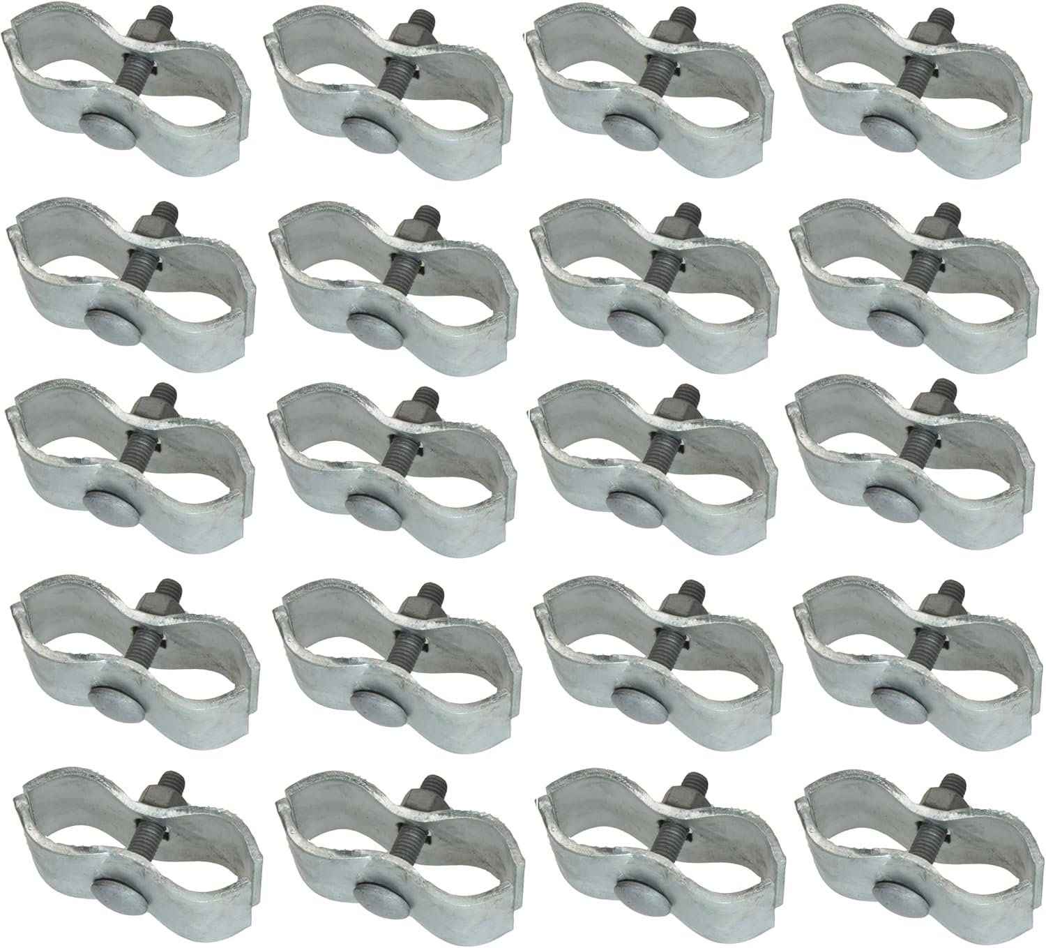Plutreas chain-link clamp closeup shows sturdy galvanized steel for lasting outdoor use.