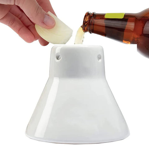 Plutreas vertical chicken stand provides stable grilling for 6-8 lb birds.