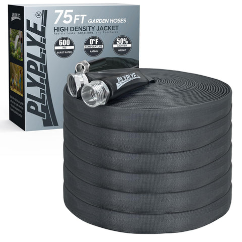 PLYPLYE 75ft non-expanding hose extended for far reach and steady flow.