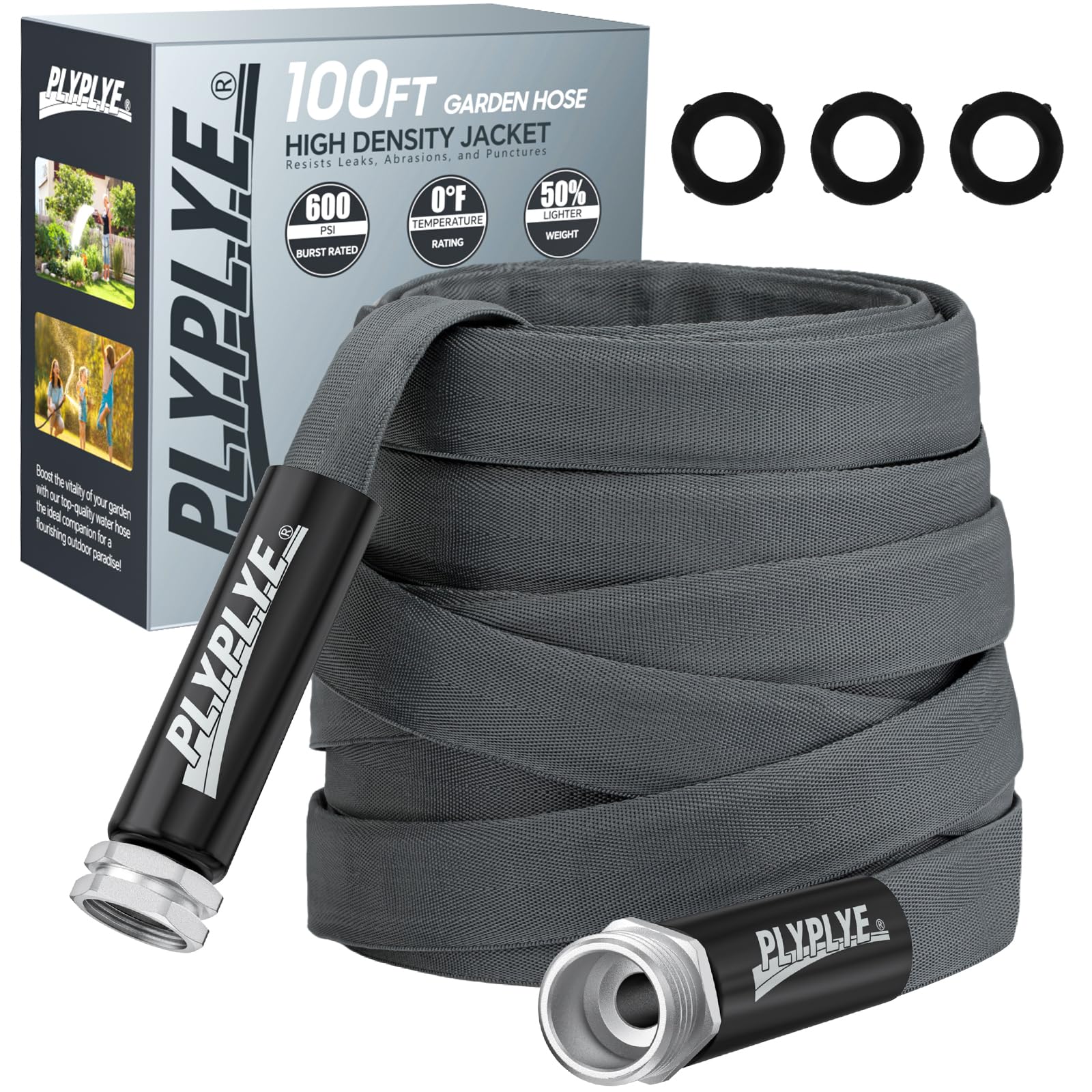PLYPLYE garden hose 100ft neatly rolled for storage and reach