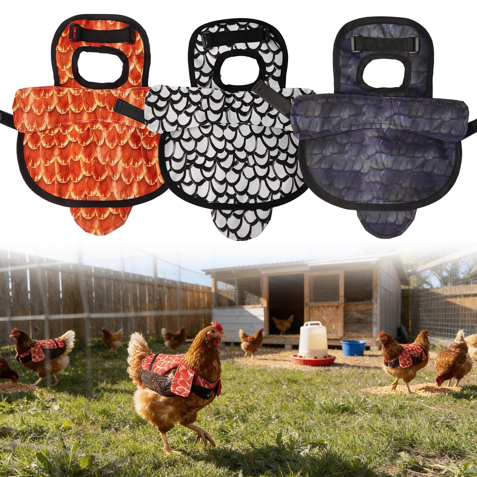 Plzglad chicken saddle orange-red back cover protects hens during laying
